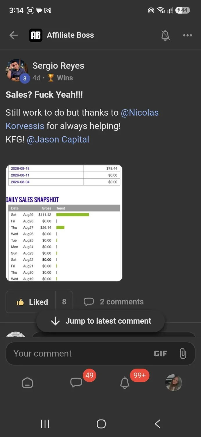 Affiliate Boss member win