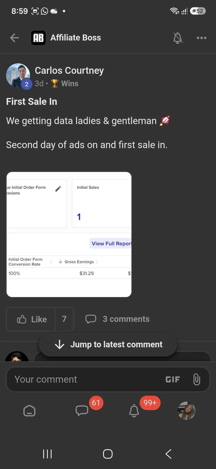 Affiliate Boss member win