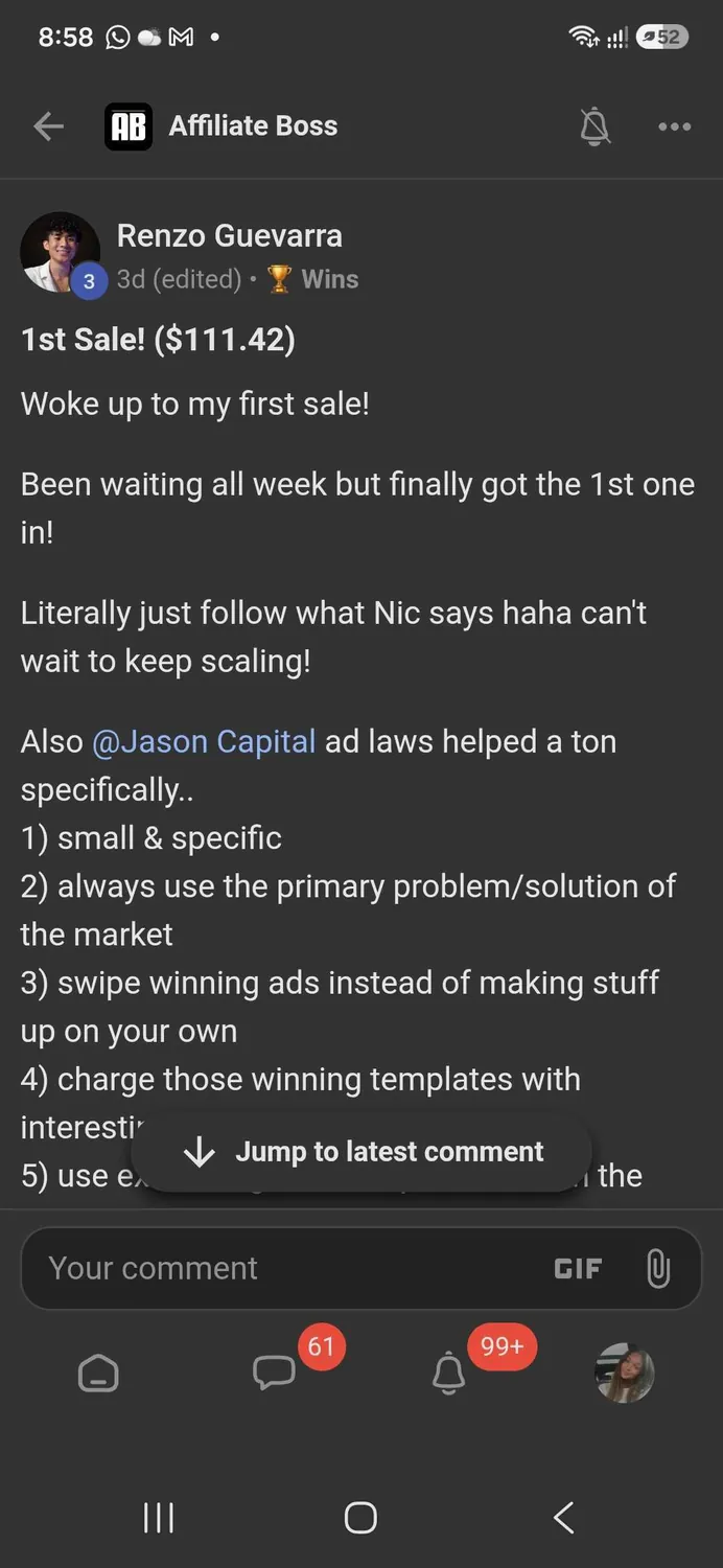 Affiliate Boss member win