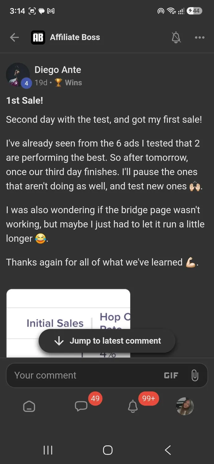 Affiliate Boss member win