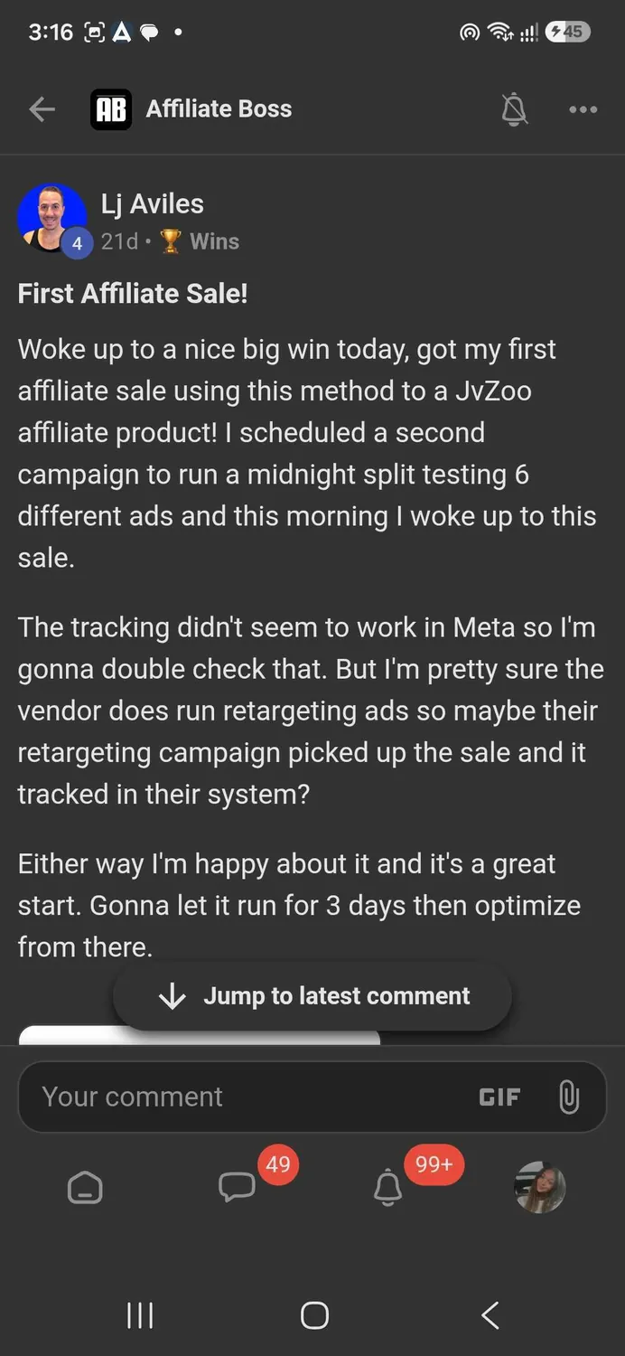 Affiliate Boss member win