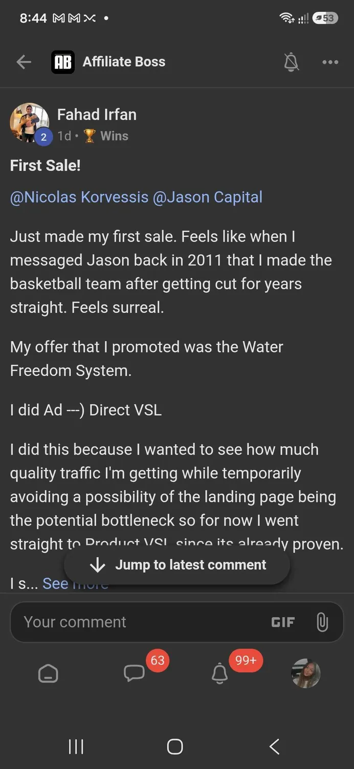 Affiliate Boss member win