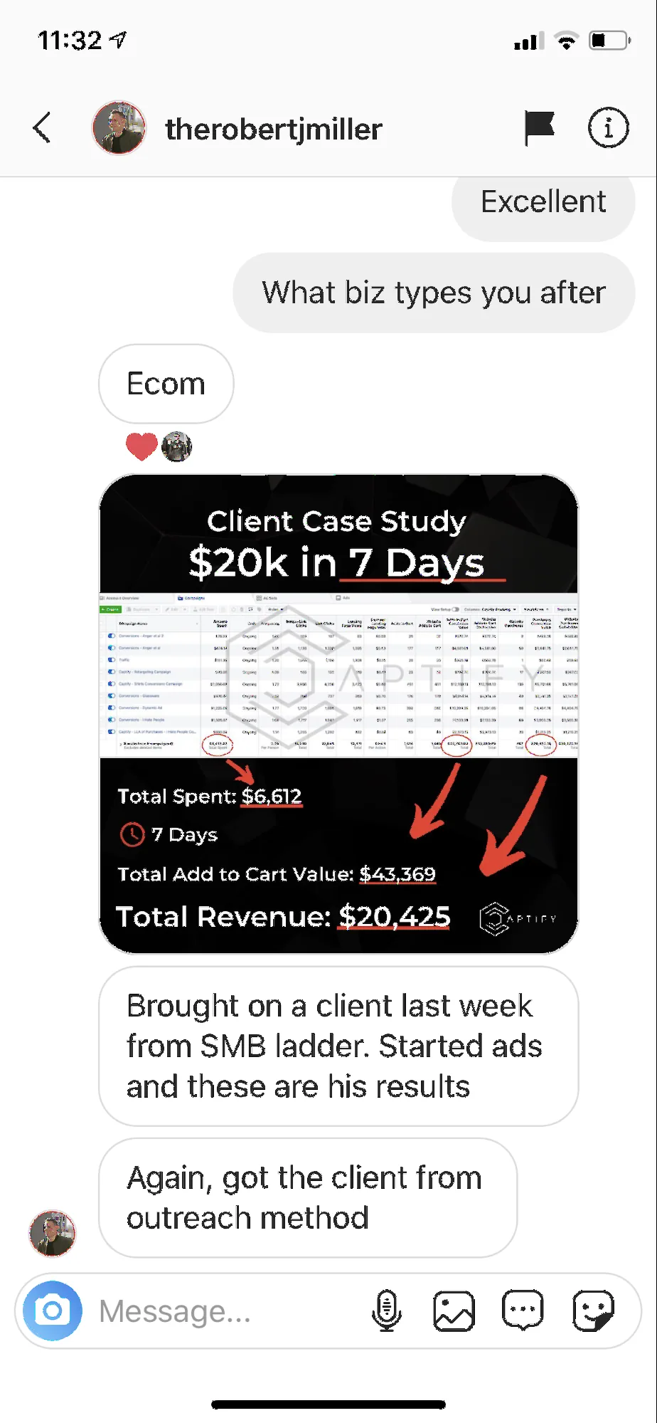 Past student result screenshot