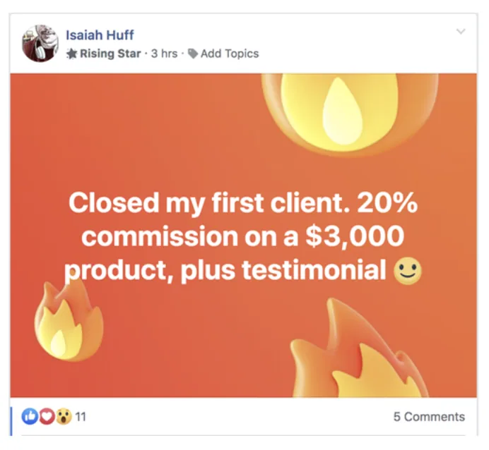 Past student result screenshot