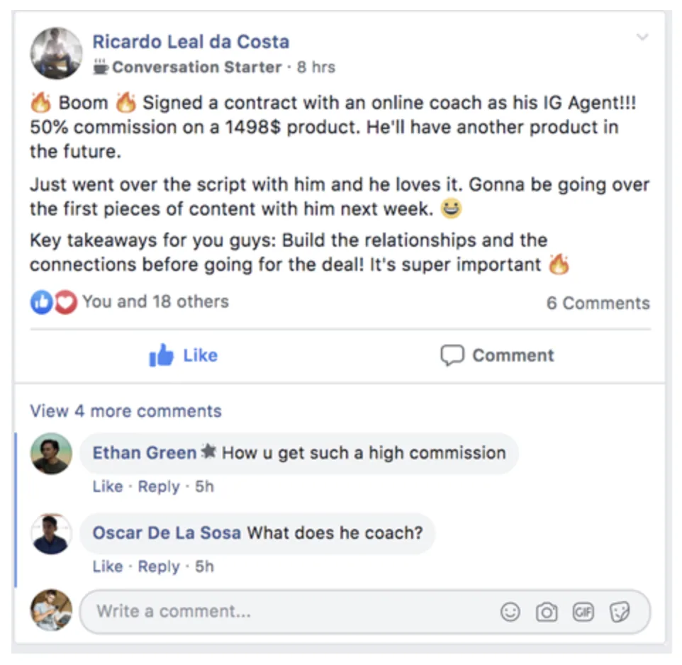 Past student result screenshot
