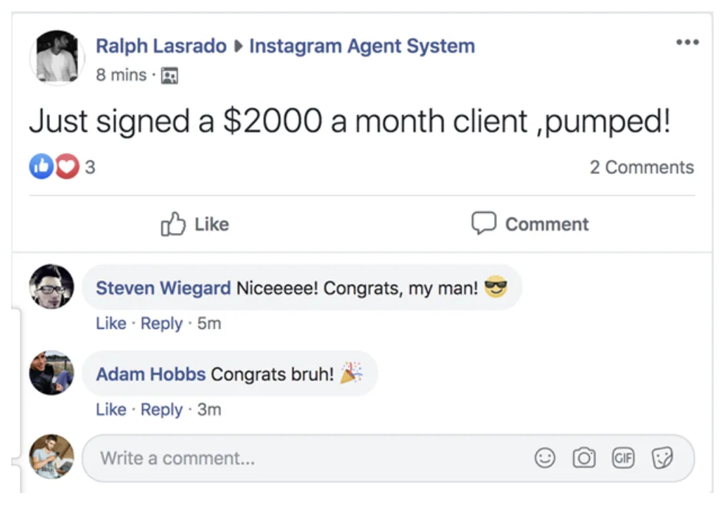 Past student result screenshot