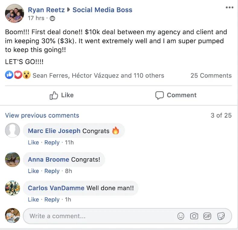 Past student result screenshot